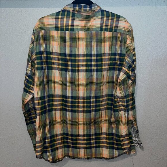 TAILOR VINTAGE 100% Cotton Reversible Long Sleeve Button Down Plaid Shirt EUC -M - Picture 5 of 12